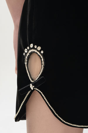 Keyhole Mini Dress in Black Velvet