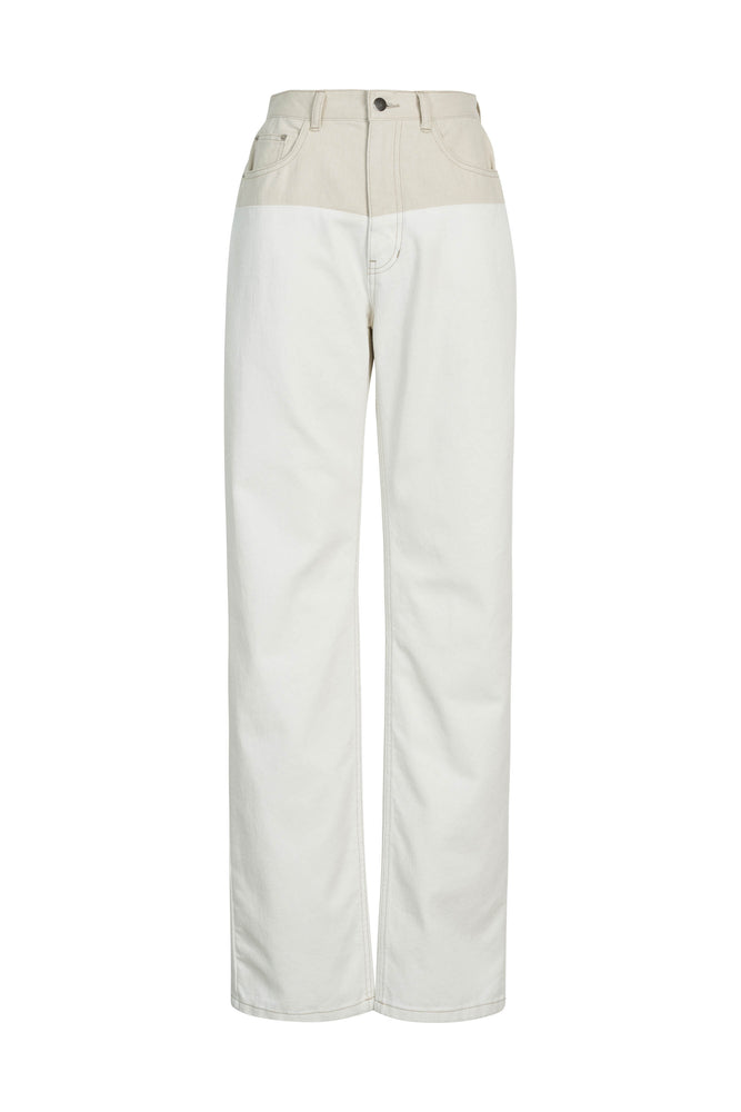 Colour Block Jeans in Ivory
