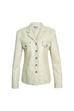 Faux Leather Shacket in Ivory
