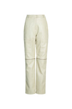 Zipped Faux Leather Pants in Ivory