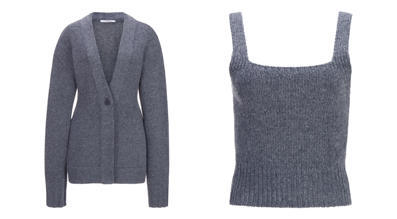 Alpca Blend V Neck Cardigan and Matching Tank Top in Grey