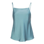 Two Strap Satin Sleeveless Top in Blue
