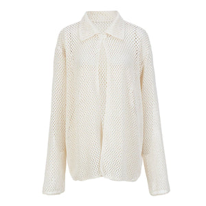 Mesh One Button Jacket in Ivory