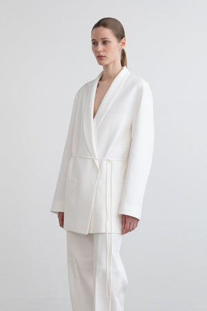 Ribbed Cotton Jacket in White