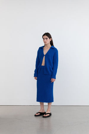 Boucle Midi Skirt in Royal Blue