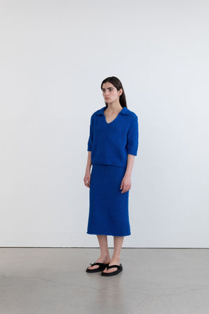 
            
                Load image into Gallery viewer, Boucle Half Sleeve Shirt in Royal Blue
            
        