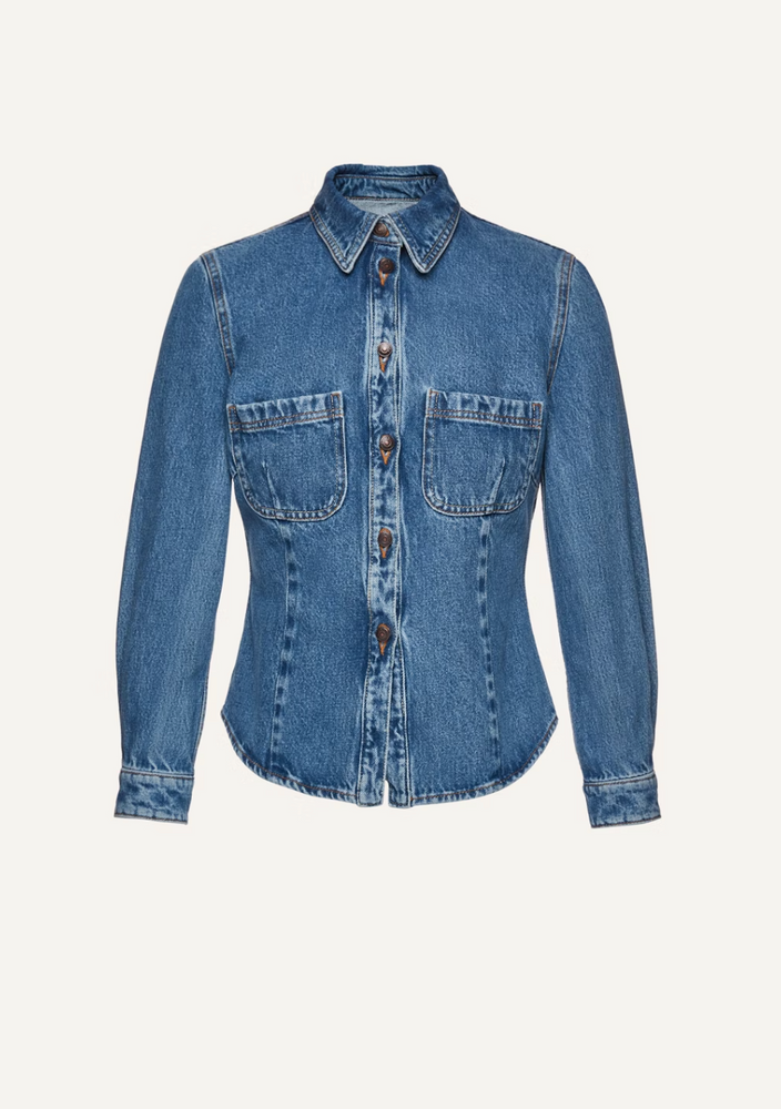 70's Denim Button Down Shirt in Blue