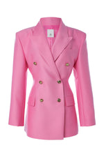 Wool & Silk Jacket with Gold Buttons in Pink