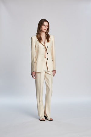 
            
                Load image into Gallery viewer, Single Breasted Silk Jacket in Cream
            
        