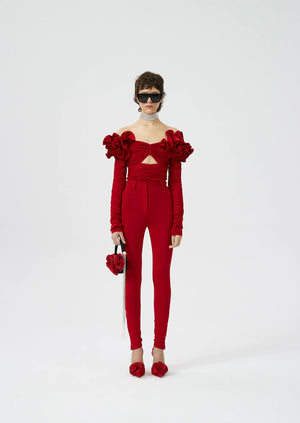 
            
                Load image into Gallery viewer, Long Sleeve Off Shoulder Top in Red
            
        