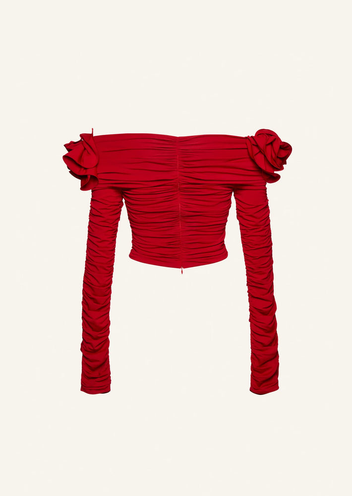
            
                Load image into Gallery viewer, Long Sleeve Off Shoulder Top in Red
            
        