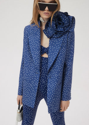 
            
                Load image into Gallery viewer, Oversized Tuxedo Blazer in Navy Dots
            
        