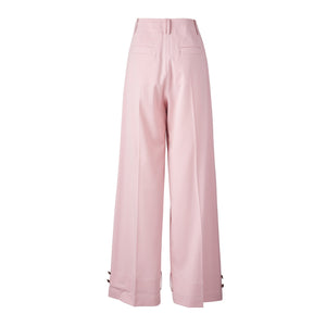 Pleated Twill Tapered Pants in Pink