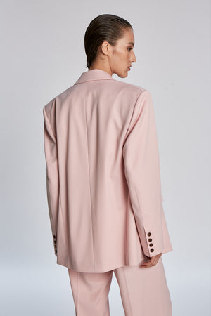 Oversize Double Breasted Twill Blazer in Pink