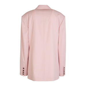 Oversize Double Breasted Twill Blazer in Pink