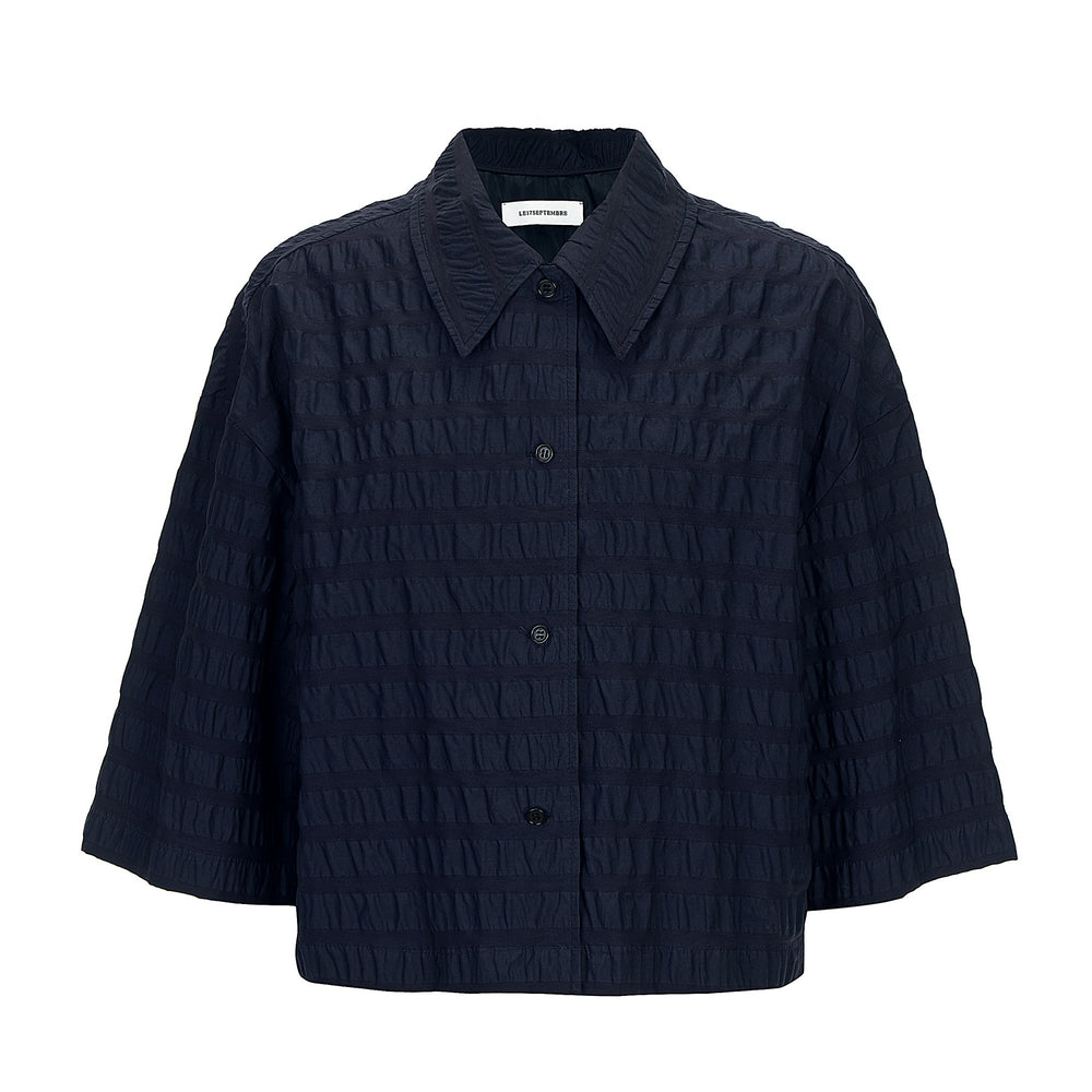 
            
                Load image into Gallery viewer, Ripple Crop Shirt in Navy
            
        