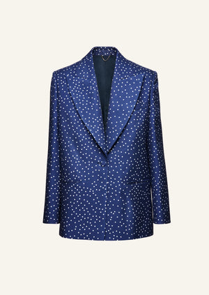 
            
                Load image into Gallery viewer, Oversized Tuxedo Blazer in Navy Dots
            
        