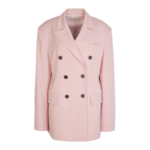 Oversize Double Breasted Twill Blazer in Pink
