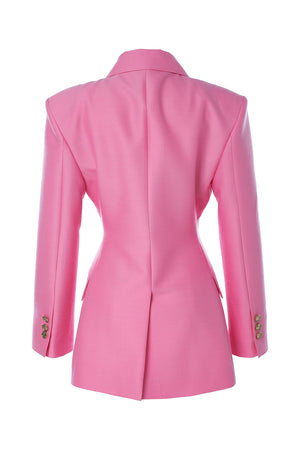 
            
                Load image into Gallery viewer, Wool &amp;amp; Silk Jacket with Gold Buttons in Pink
            
        