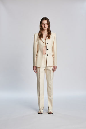 
            
                Load image into Gallery viewer, Single Breasted Silk Jacket in Cream
            
        