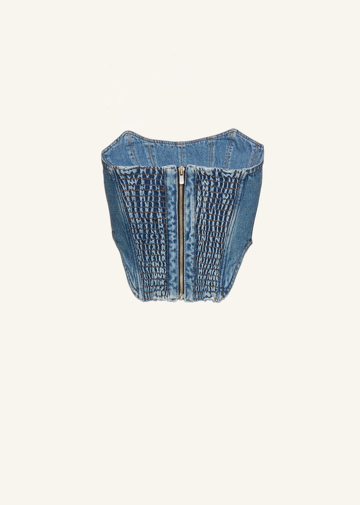 
            
                Load image into Gallery viewer, Panelled Denim Corset Top
            
        