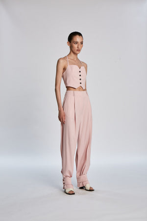 
            
                Load image into Gallery viewer, Pleated Twill Tapered Pants in Pink
            
        