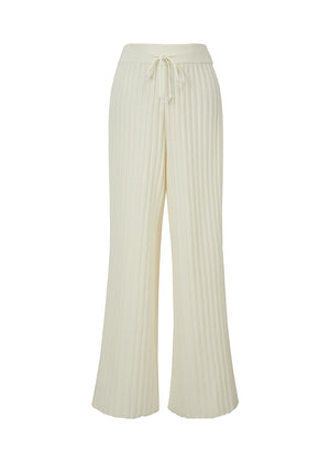 Ribbed Knit Pants in Cream