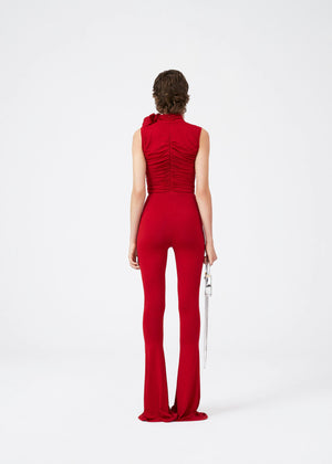 
            
                Load image into Gallery viewer, Ruched Mock Neck Top in Red
            
        