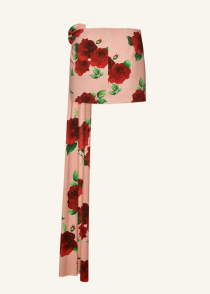 Draped Sash Mini Skirt in Blush Floral Print