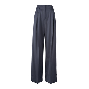 Pleated Twill Tapered Pants in Navy