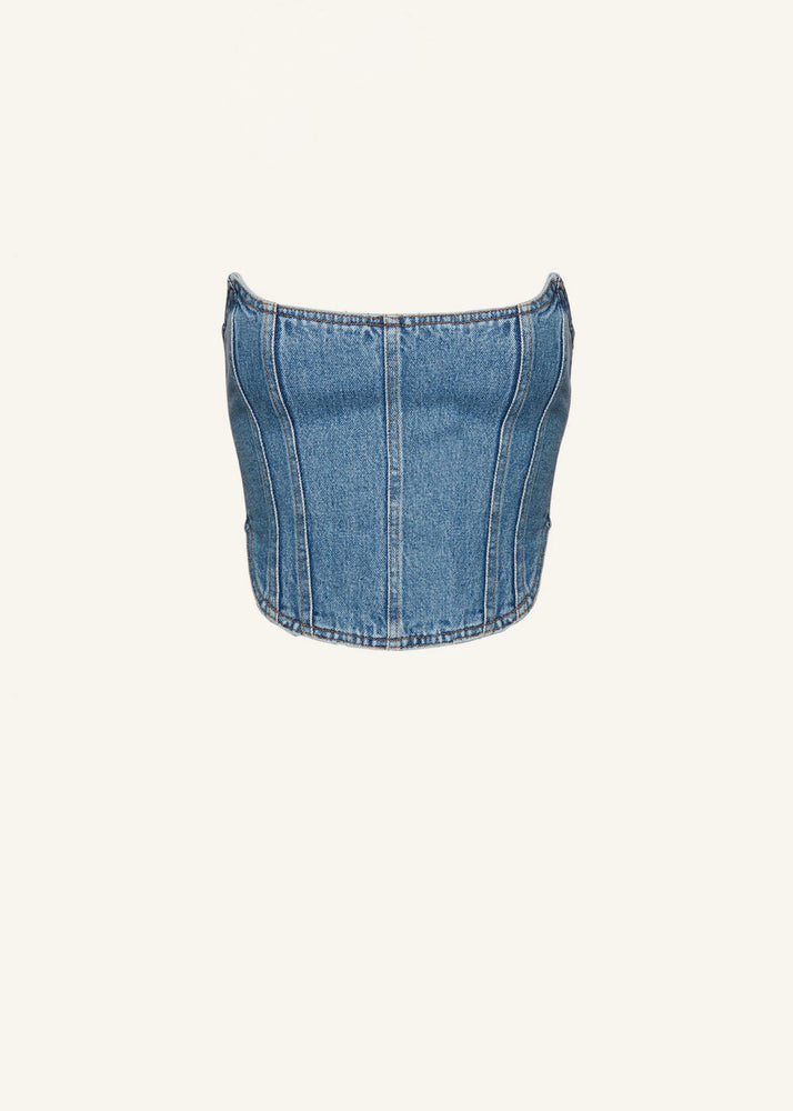 
            
                Load image into Gallery viewer, Panelled Denim Corset Top
            
        