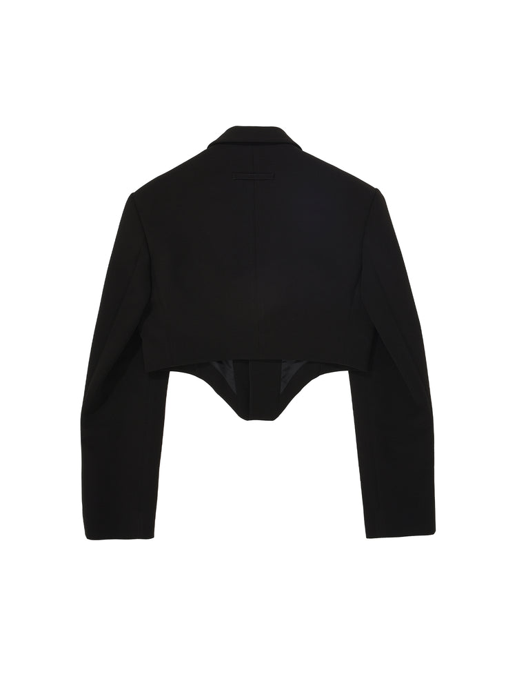 Cut Out Cropped Blazer in Black